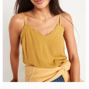 Old Navy Ruffle Cami Blouse Womens XL Mustard Yellow Dainty Fairy Festival
